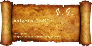 Valenta Irén névjegykártya